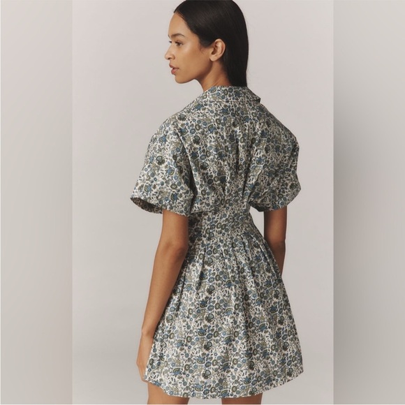 NWT Anthropology Exquise Tobie Blue Floral Dress-Large - Picture 3 of 5